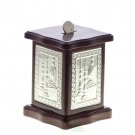 Wood Tzedakah Box with Metal Plaques and Shabbat Items