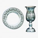 Silver Dipped Curvy Kiddush Cup and Saucer Set – Grapevines