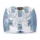 Glass Kiddush Cup Set with Blue and White Décor