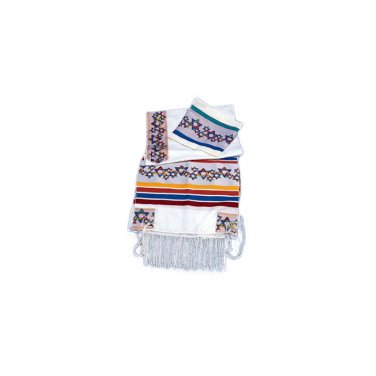 Star of David Wool Tallit with Multicolored Stars and Stripes
