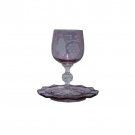 Glass Kiddush Cup with Hebrew Text, Clusters and Bordeaux Tint