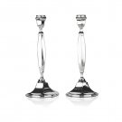 Silver Dipped Shabbat Candlestick Set with Polygon Stem and Base