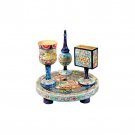 Yair Emanuel Painted Wood Havdalah Set with Middle Eastern-Inspired Design