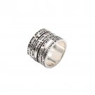 Sterling Silver Ring with Seven Wedding Blessings in Hebrew 14k Gold Accents