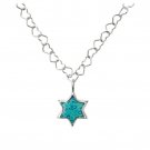Adina Plastelina Turquoise Star of David Pendant with Heart Chain Necklace