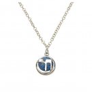 Adina Plastelina Necklace with Round Blue Pendant and Hebrew Chai
