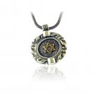Rotating, Circular Pendant with Centered Star of David and Chain