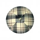 Beige Cotton Kippah with Four Sections and Pink, Blue and Green Plaid Design