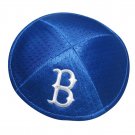 Blue Mesh and Cotton Kippah with Brooklyn Dodgers Logo