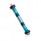 Blue Aluminum Mezuzah with Nickel Accents and Blue Stripes