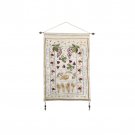 Yair Emanuel Raw Silk Embroidered Wall Decoration with Seven Species in Lt Blue