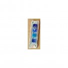 White Stone Mezuzah with Blue Glass Panels, Plate and Shin