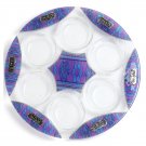 Glass Seder Plate with Star of David, Geometric Pattern and Metal Plaques