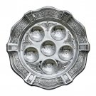 Silver Seder Plate with Waves, Diamonds and Vines