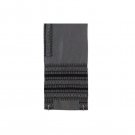 Grey Hand-woven Wool and Silk Tallit with Black and Silver Stripes and Shapes