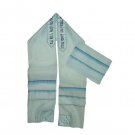 Turquoise ICE Cloth Tallit with Blue Stripes and Hebrew Blessing
