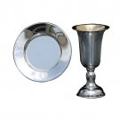 Silver Dipped Rounded Kiddush Cup and Saucer Set – Plain Beauty