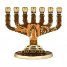 7 Branch Jerusalem Menorah with Brown Enamel