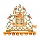 Hanukkah Menorah with Opening Doors Gold & Colorful, Light with Candle or Oil