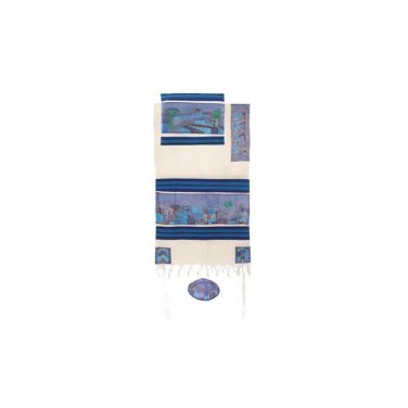 Yair Emanuel Tallit Set &acirc;�� Deep Blue Old City