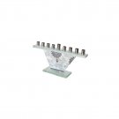 Glass Hanukkah Menorah with Floral Pattern and Hamsa