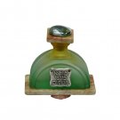 Green Glass and Stone Besamim Spice Holder with Hebrew Text