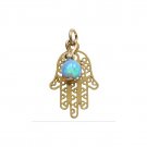 Golden Hamsa Pendant with Opal Ball