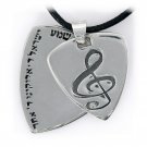 925 Sterling Silver Engraved ""SOL"" Pendant with Magen David, Diamond and Shema