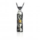 Silver Mezuzah Pendant with Gold Star of David