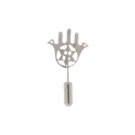 Silver Plated Brooch Pin with Hamsa and Star of David