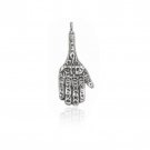 Silver Hamsa Pendant with Geometric Pattern and Divine Name