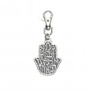 Adina Plastelina Grey Hamsa Keychain with Shema Text in Hebrew