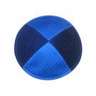 Dark Blue Mesh Kippah with Two Tone Sections