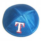 Blue Mesh and Cotton Kippah with Texas Rangers Logo