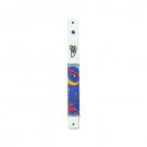Metal Mezuzah of White with Blue Star of David