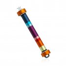 Nickel and Aluminum Mezuzah with Orange Caps and Rainbow Stripes