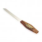 Challah Knife with Brown Leaves and Bronze Plaque