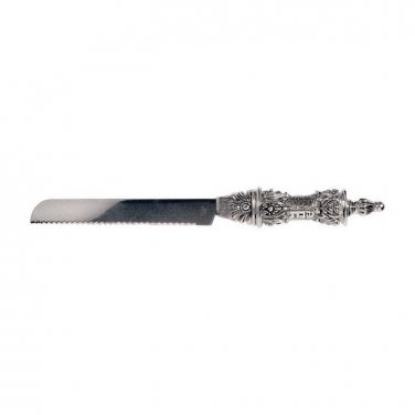 Silver Challah Knife with Antiqued Details and Shabbat