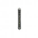 Pewter Mezuzah with Scenic Jerusalem, Shin and Angled Sides