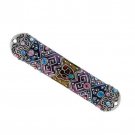 Colorful Pewter Mezuzah Case Decorated with Hebrew 'Shin', Crystals and Geometric Patterns for 8cm S