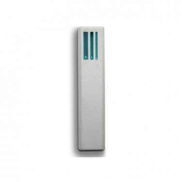 White Concrete Mezuzah with Turquoise Colored Hebrew Shin by ceMMent