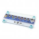 Glass Rectangular Hanukkah Menorah with Blue Dreidel Theme