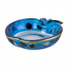 Glass Honey Dish with Pomegranates, Leaves and Gold Stripes