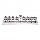 Crystal Hanukkah Menorah with Diamond Candleholders and Flat Base