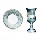 Silver Dipped Curvy Kiddush Cup and Saucer Set – Flowered Arches