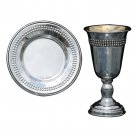 Silver Dipped Rounded Kiddush Cup and Saucer Set – Pearls