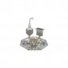 Four Piece Havdallah Set with Flower Designs in Nickel