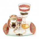 Glass Havdalah Set with Colorful Mosaic and Metal Medallions