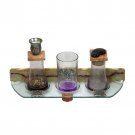 Purple Glass and Stone Havdalah Set with Four Pieces and Metal Plaques