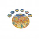Yair Emanuel Wooden Passover Seder Plate with Oriental Jerusalem Depictions